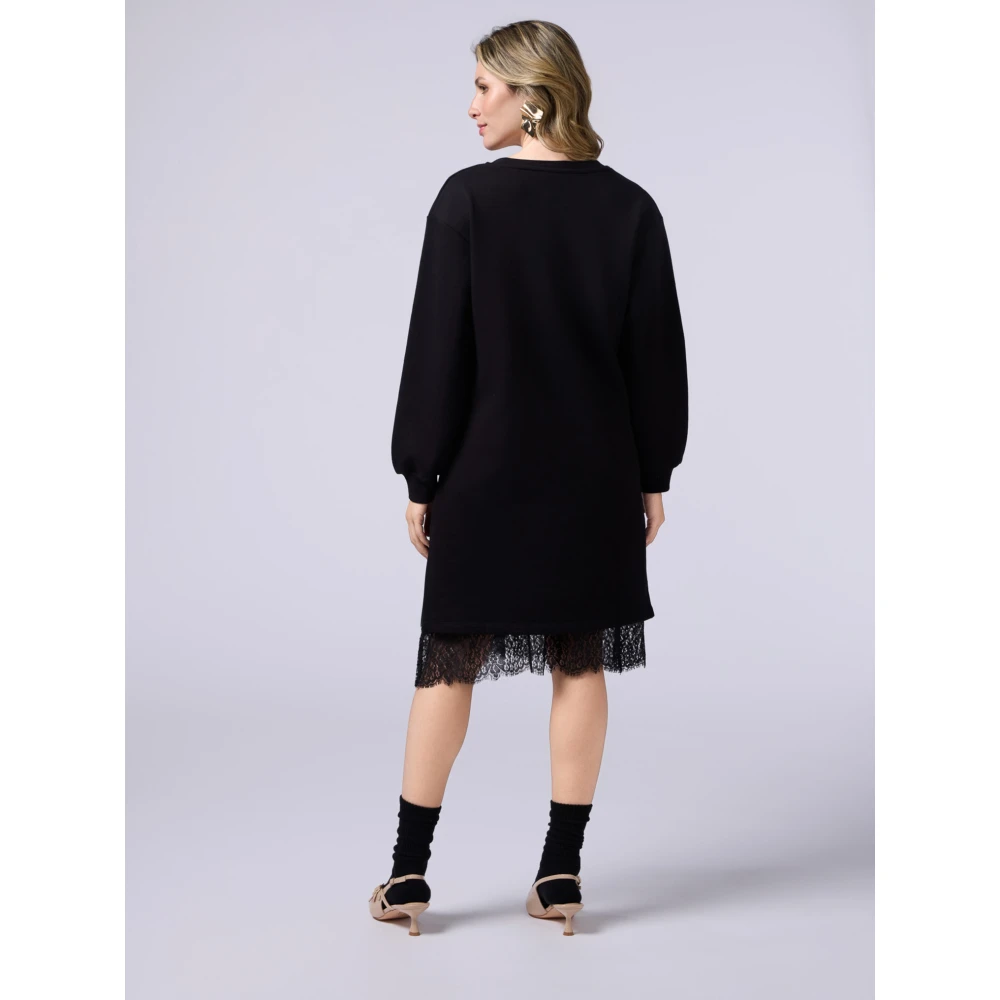 Oltre Sweatshirtjurk met onderjurk Black Dames
