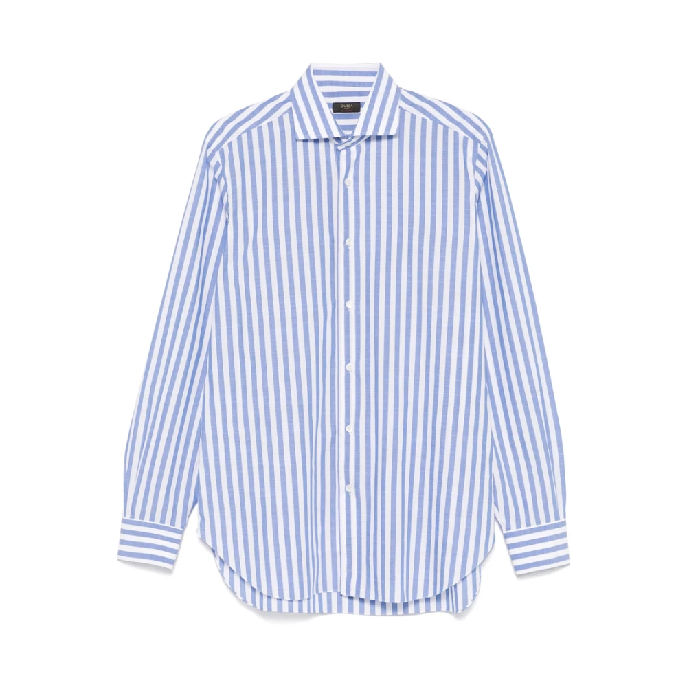 Barba Blauwe Button-Up Overhemd met Spreidkraag Blue Heren