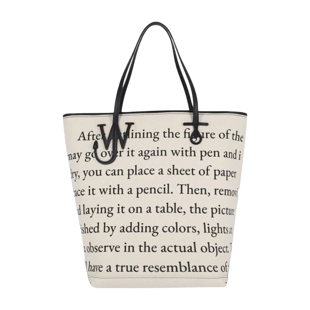 Jw Anderson Men's White Anchor Shopping Bag Cotton Blend
