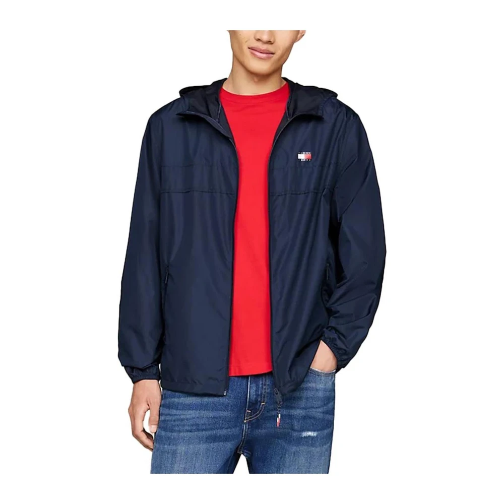 Tommy Hilfiger Blauwe Hooded Ritsjas Mannen Herfst Winter Blue Heren