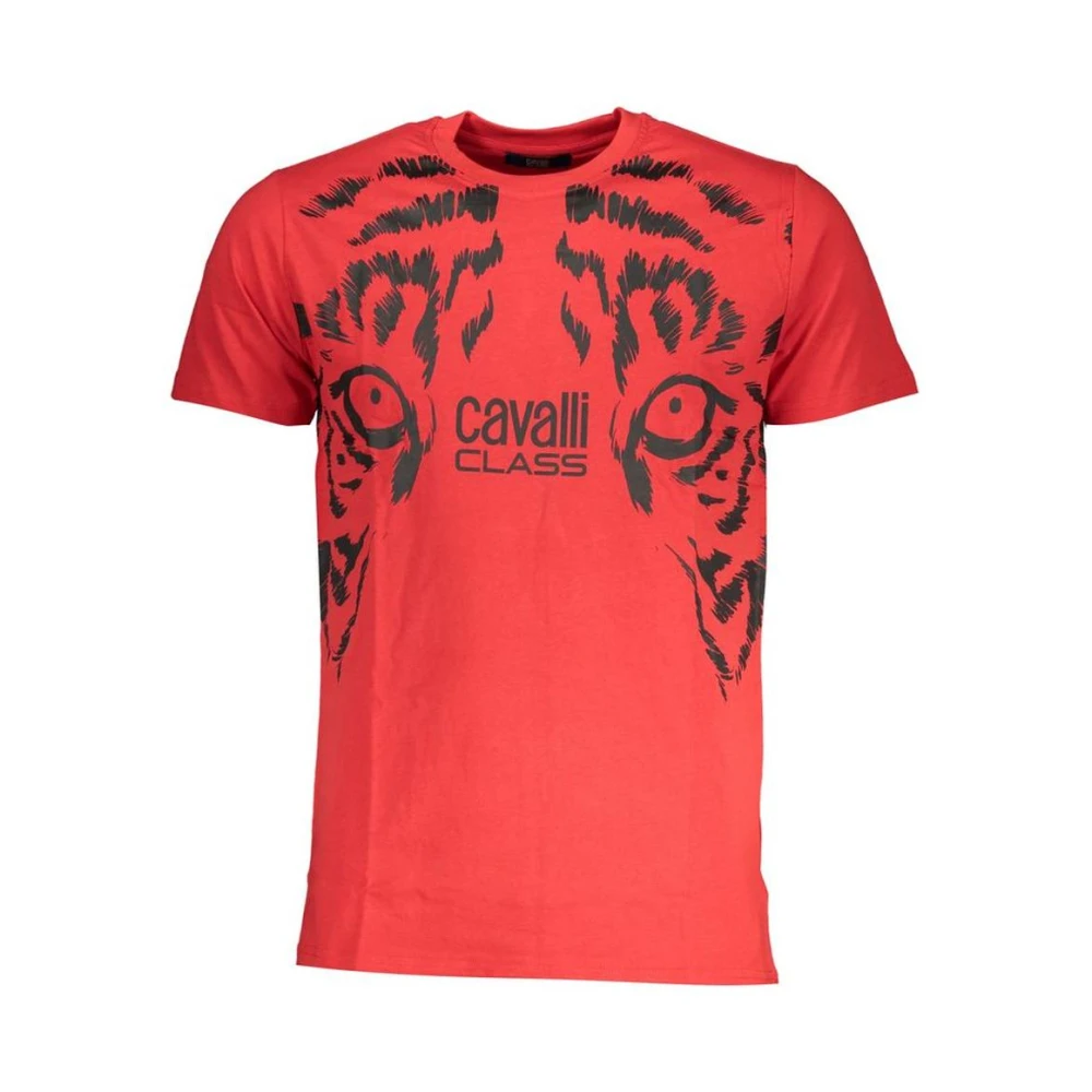 Cavalli Class Men's Red Tiger Graphic Tee Crew Neck