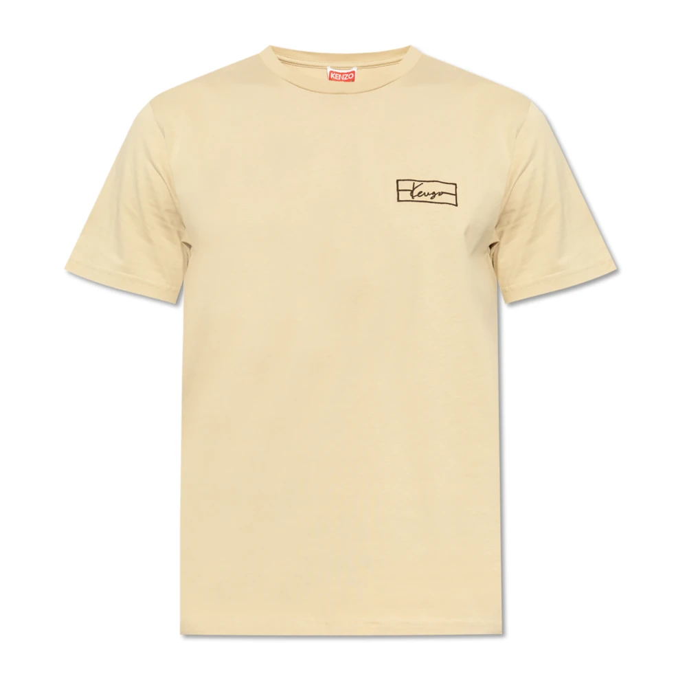 Kenzo T-shirt met logo Beige Heren