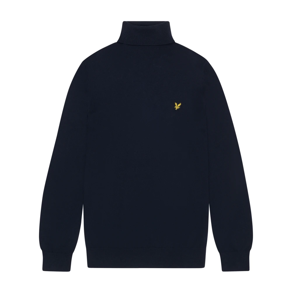 Lyle & Scott Men's Blue Turtlenecks, Xl, Merino Turtleneck Jumper Knitwear