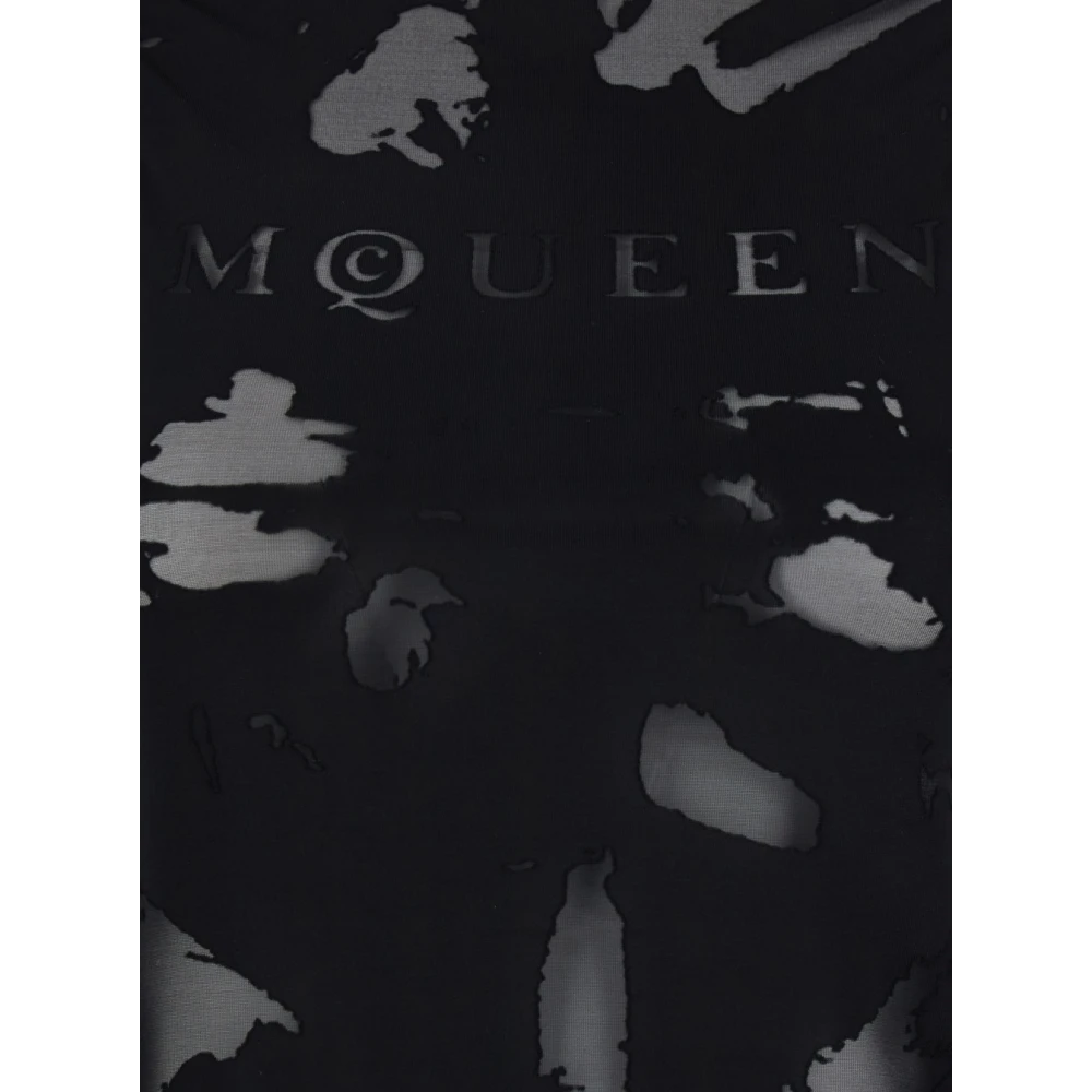 alexander mcqueen Zwarte Logo Mouwloze Crewneck Top Black Dames