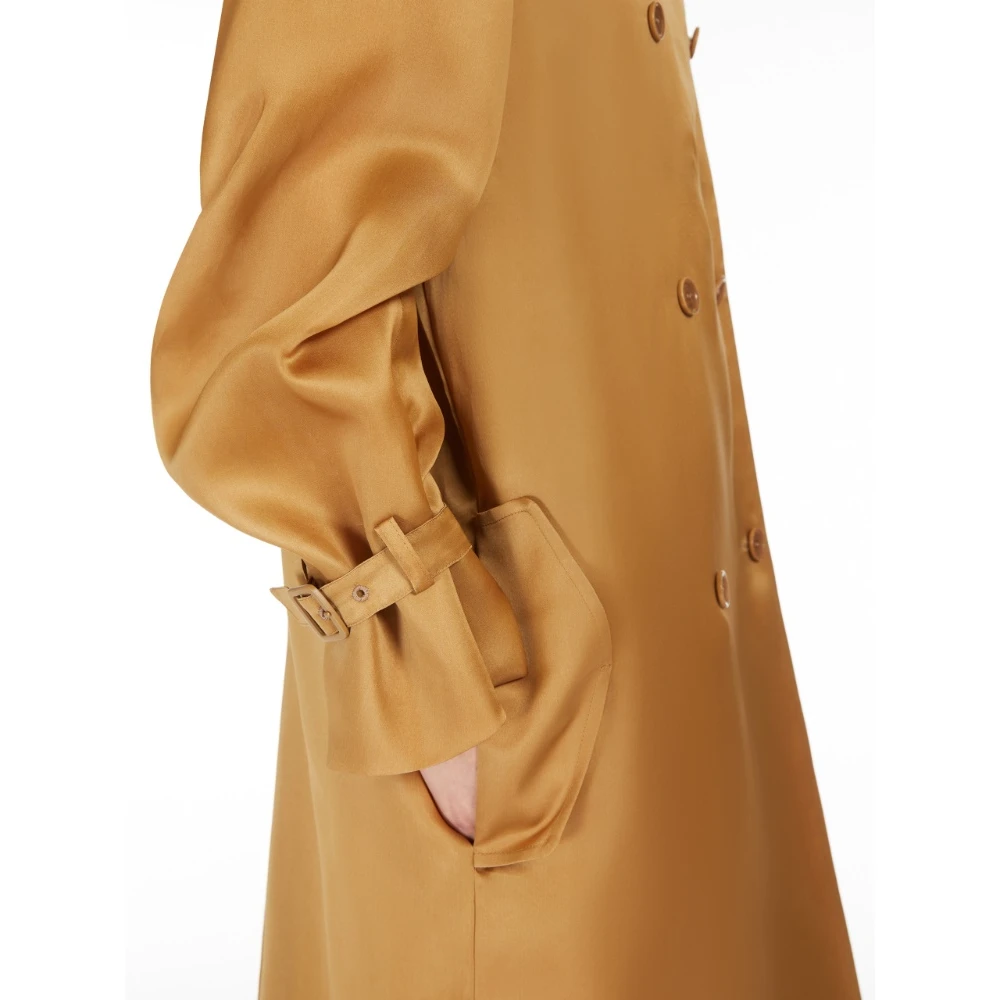 Max Mara Bruin Leren Trenchcoat Brown Dames