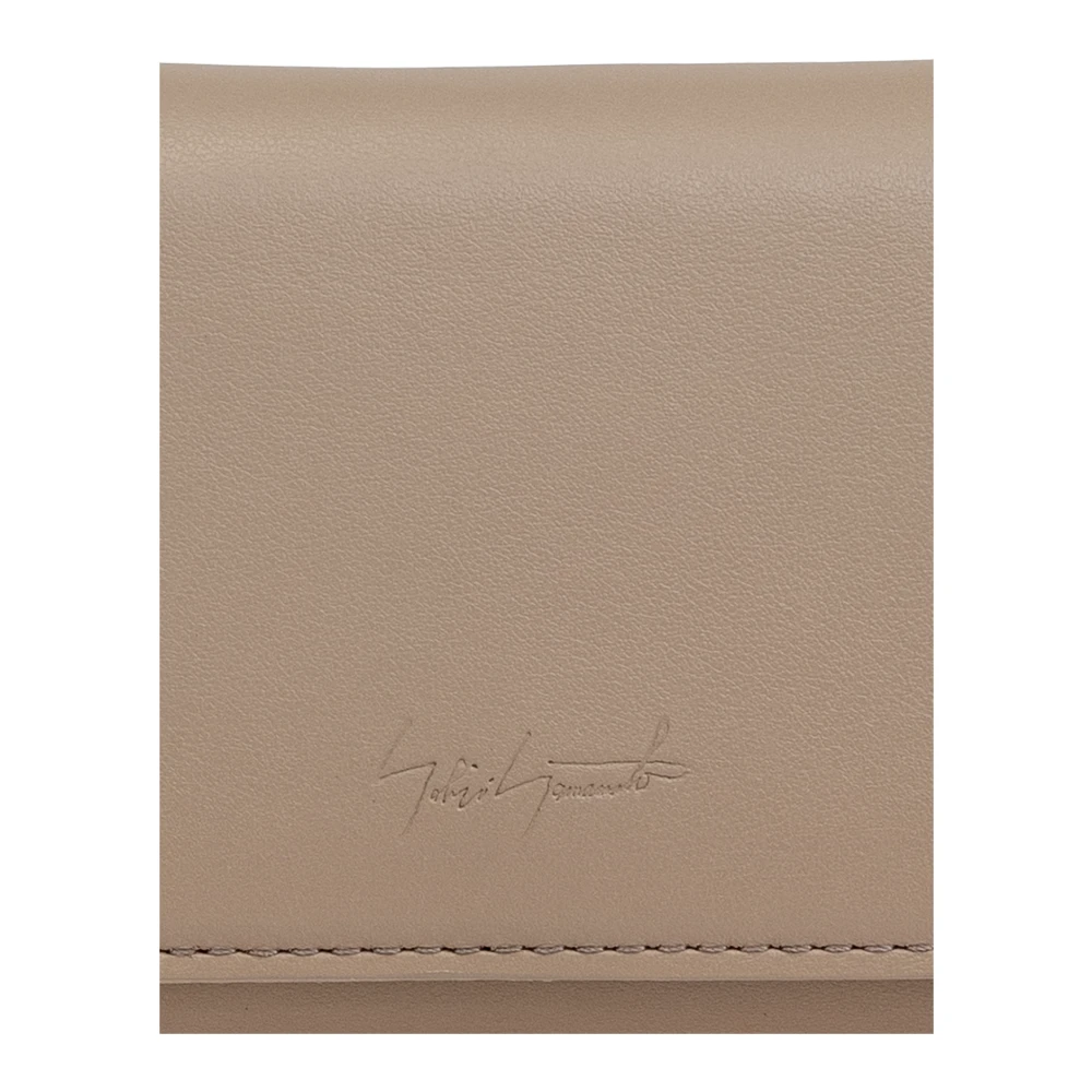 Yohji Yamamoto Leren portemonnee uit de Discord-collectie Beige Unisex