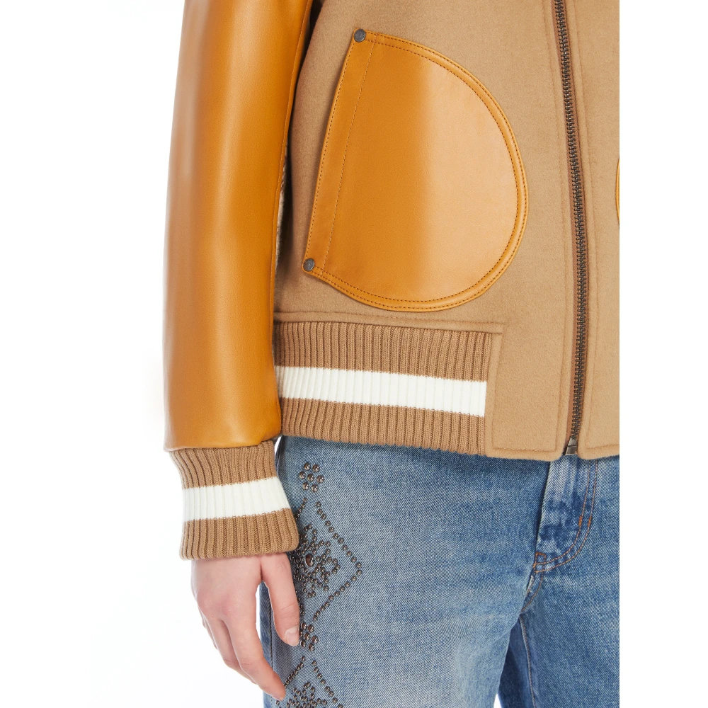 Max Mara Weekend Bruine Wollen Bomberjack Brown Dames