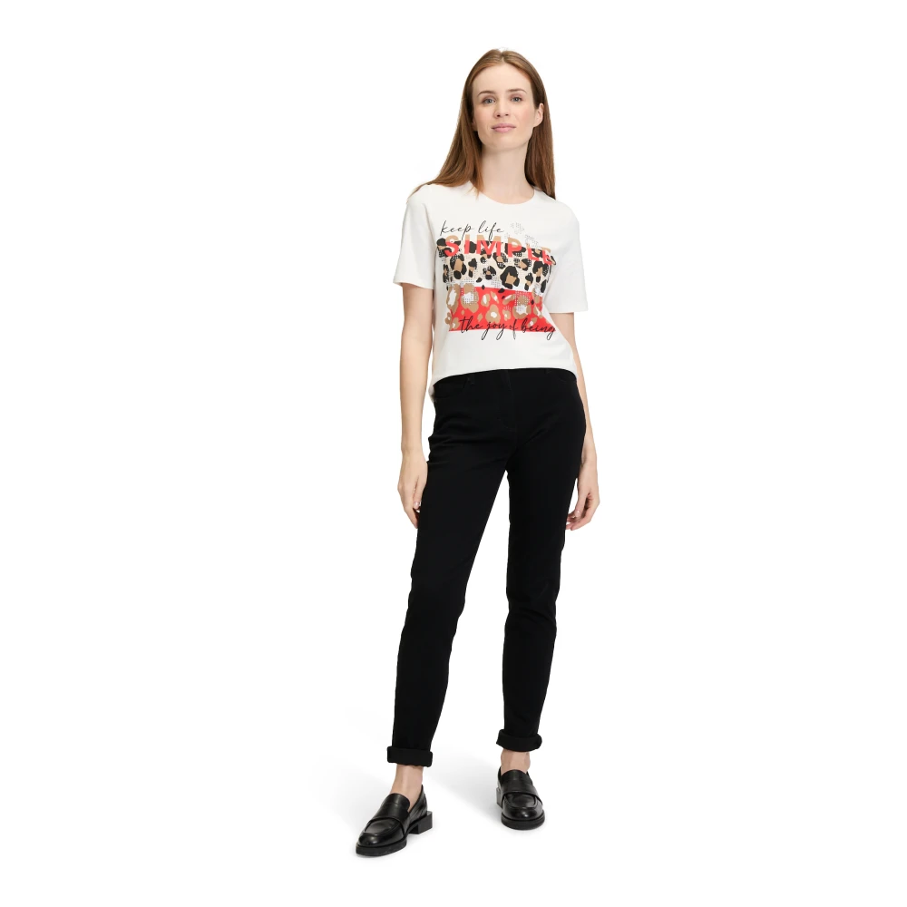 Betty Barclay Gedrukt Basic T-shirt met Glitterstenen White Dames