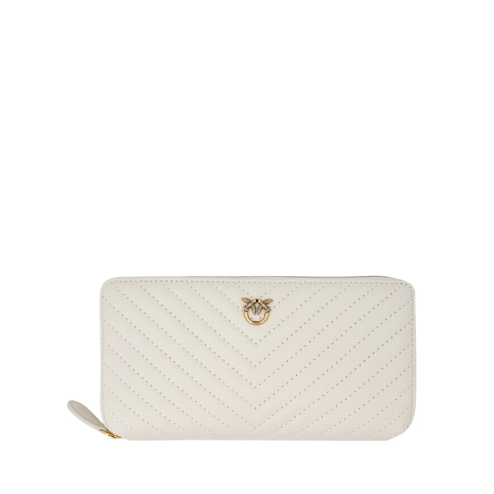 Pinko Women's White Wallets & Cardholders, One Size, Red Leather Wallet With Chevron Pattern