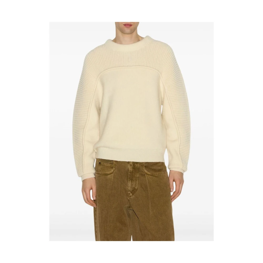 Isabel marant Ecru Wol Ribgebreide Trui Beige Heren