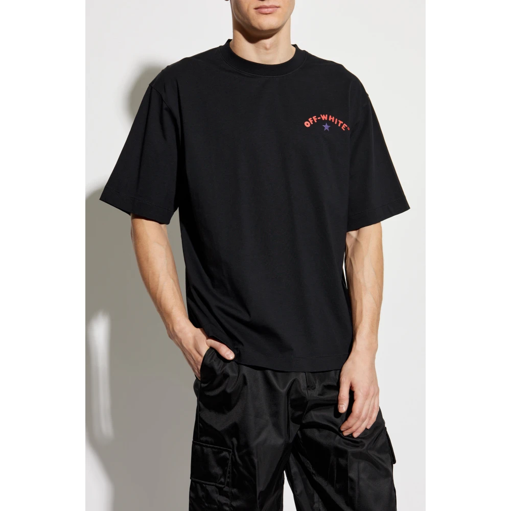 Off White T-shirt met logo Black Heren