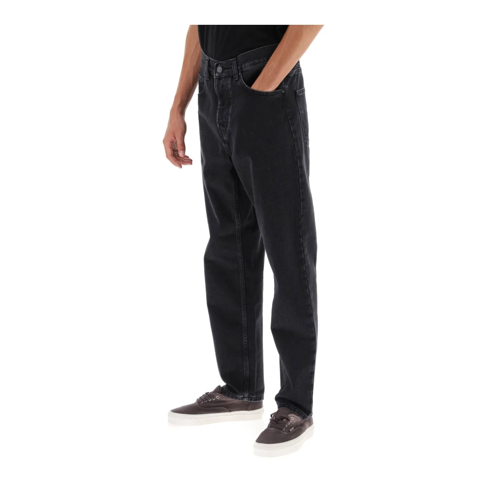Carhartt WIP Zwart Stonewashed Loszittende Denim Jeans Black Heren