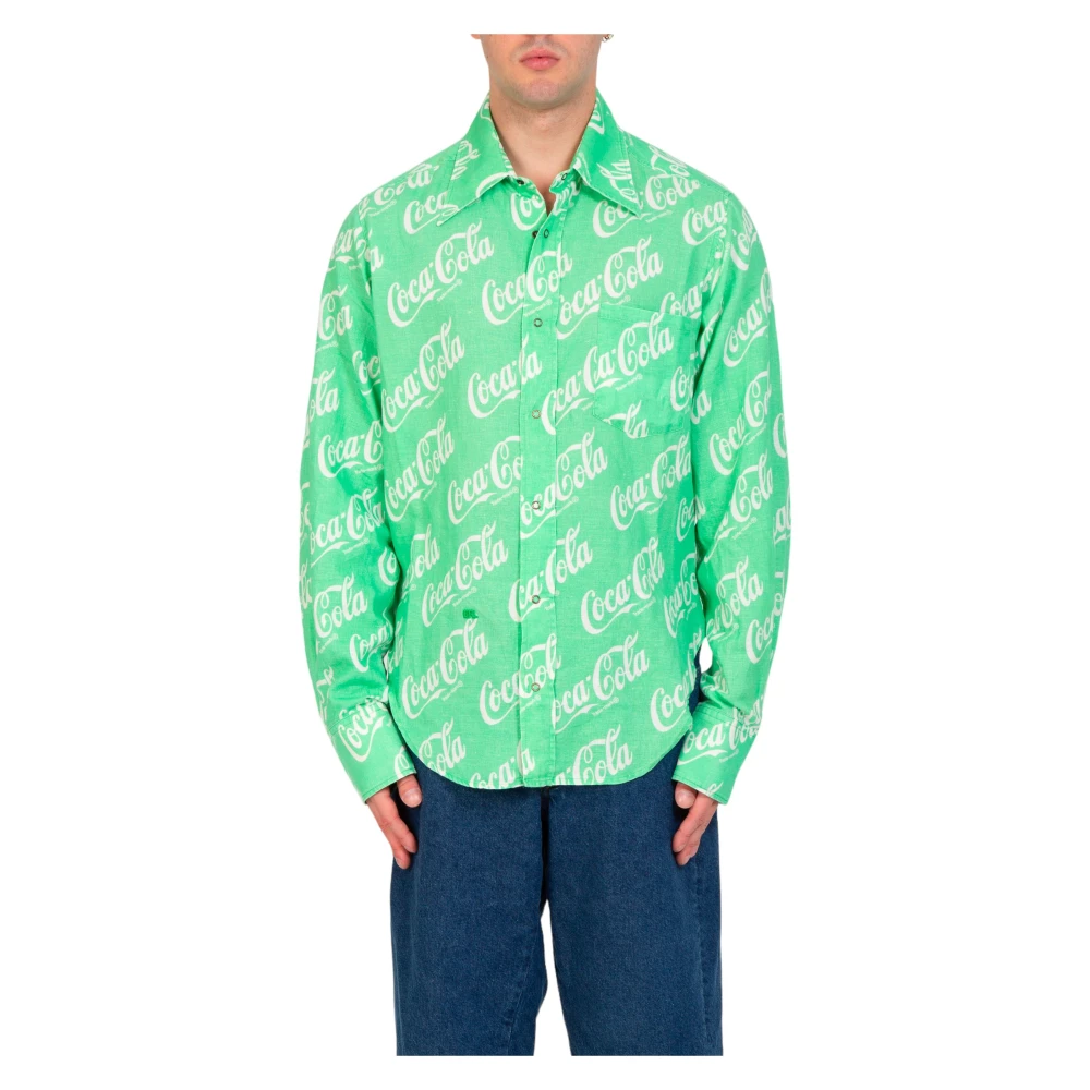 ERL Bedrukt Shirt Green Heren