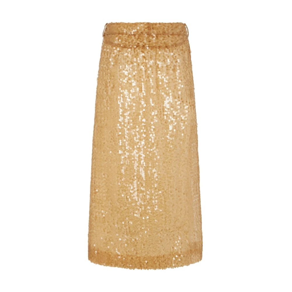 Paco Rabanne Bruine Paillet Mesh Midi Rok Yellow Dames