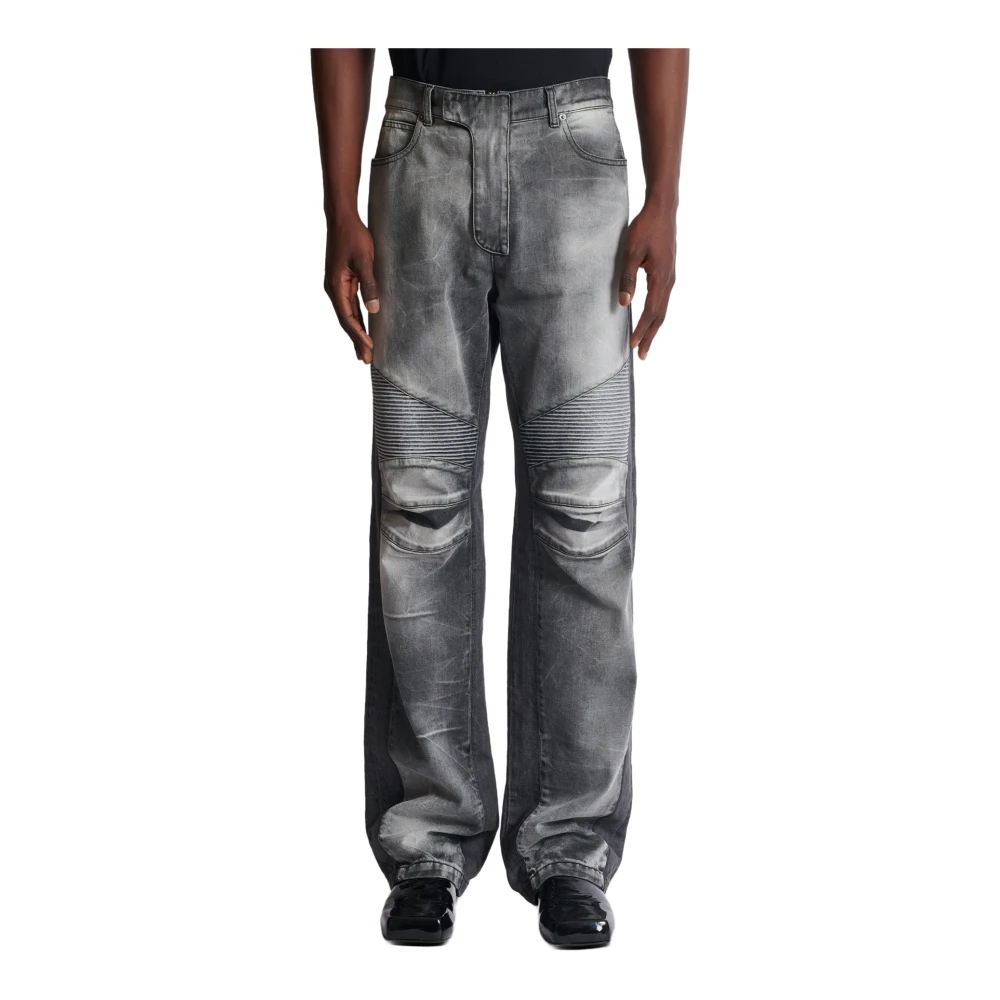 Balmain Loose-fit denim biker jeans Gray Heren