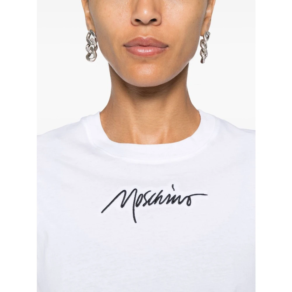 Moschino Casual Katoenen T-Shirt in Wit White Dames