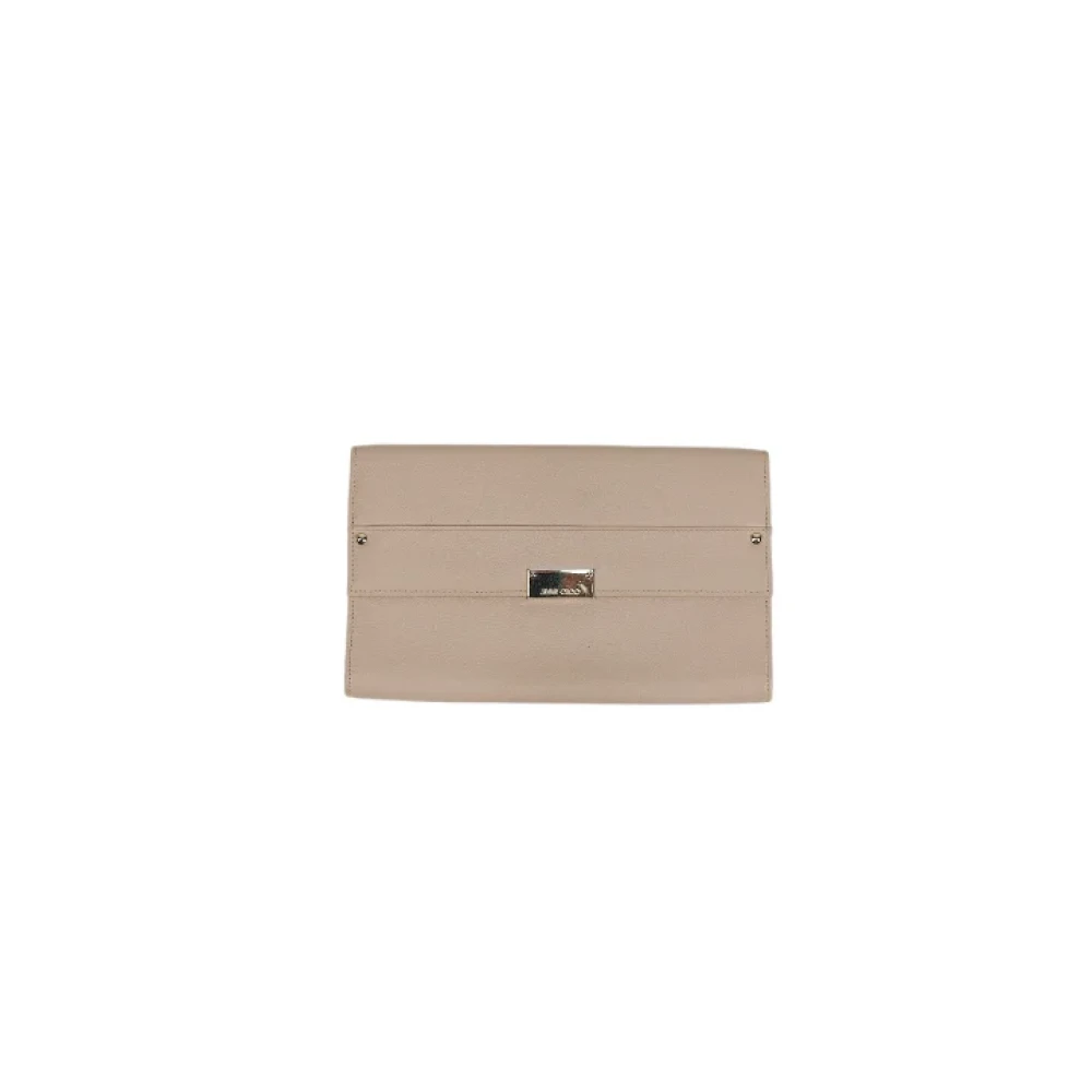 Jimmy Choo Pre-owned Leather clutches Beige Dames