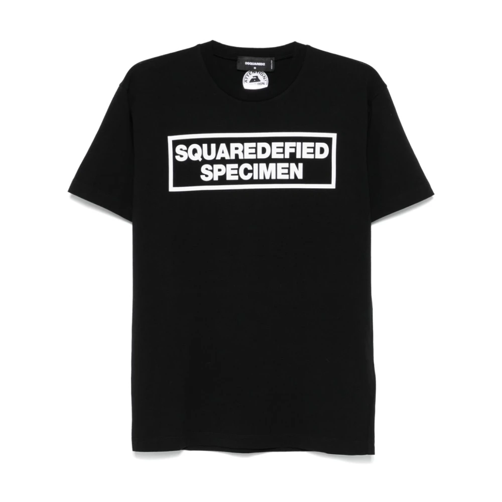 Dsquared2 Zwart Tekst Print Crew Neck T-shirt Black Heren