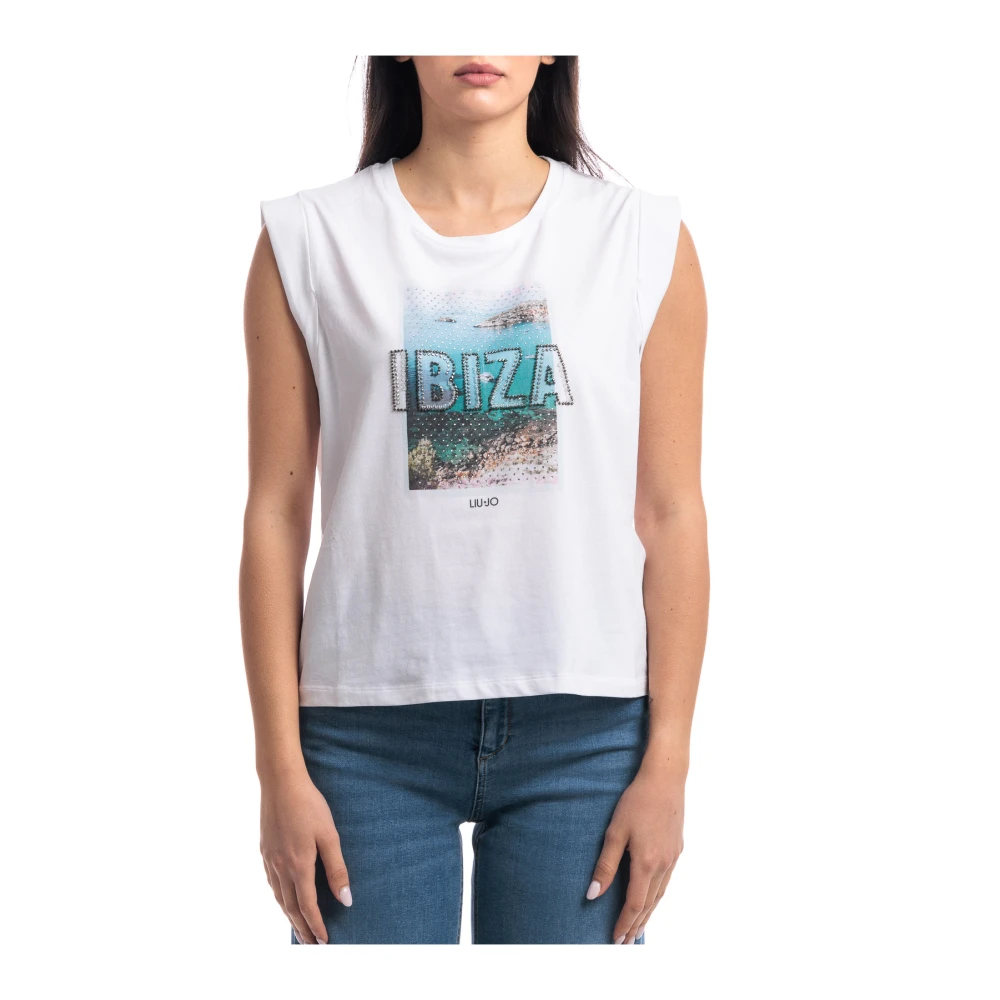 Liu Jo Ibiza Front Print Katoenen T-shirt White Dames