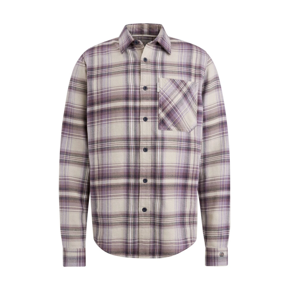 CAST IRON Heren Overhemden Long Sleeve Shirt Heavy Check Bruin