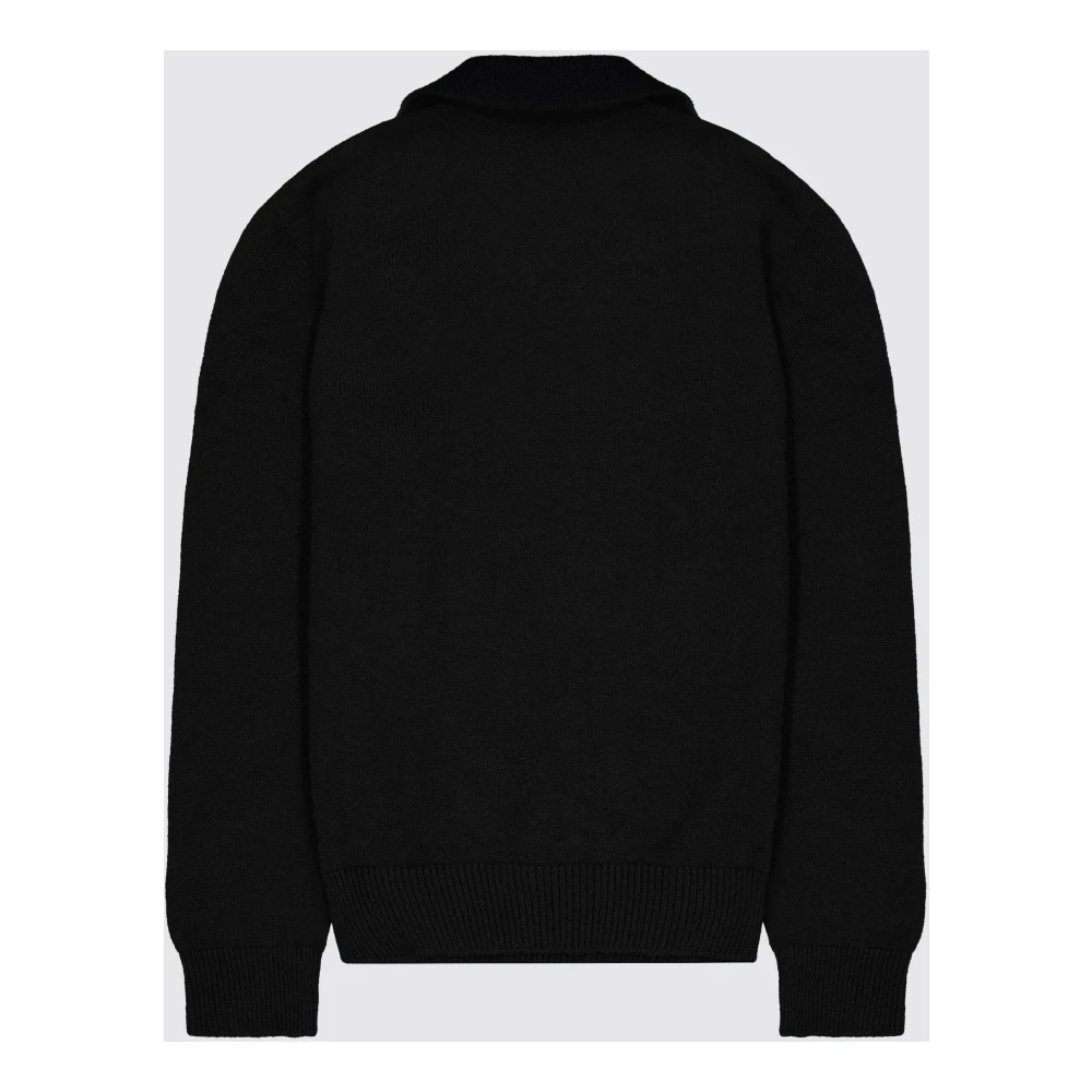 Laneus Lange Mouw Gebreide Polo Sweater Black Heren