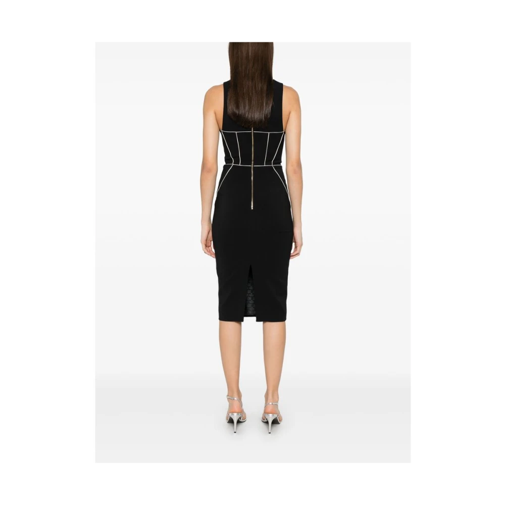 Elisabetta Franchi Zwarte Mouwloze Jurk met Achterrits Black Dames