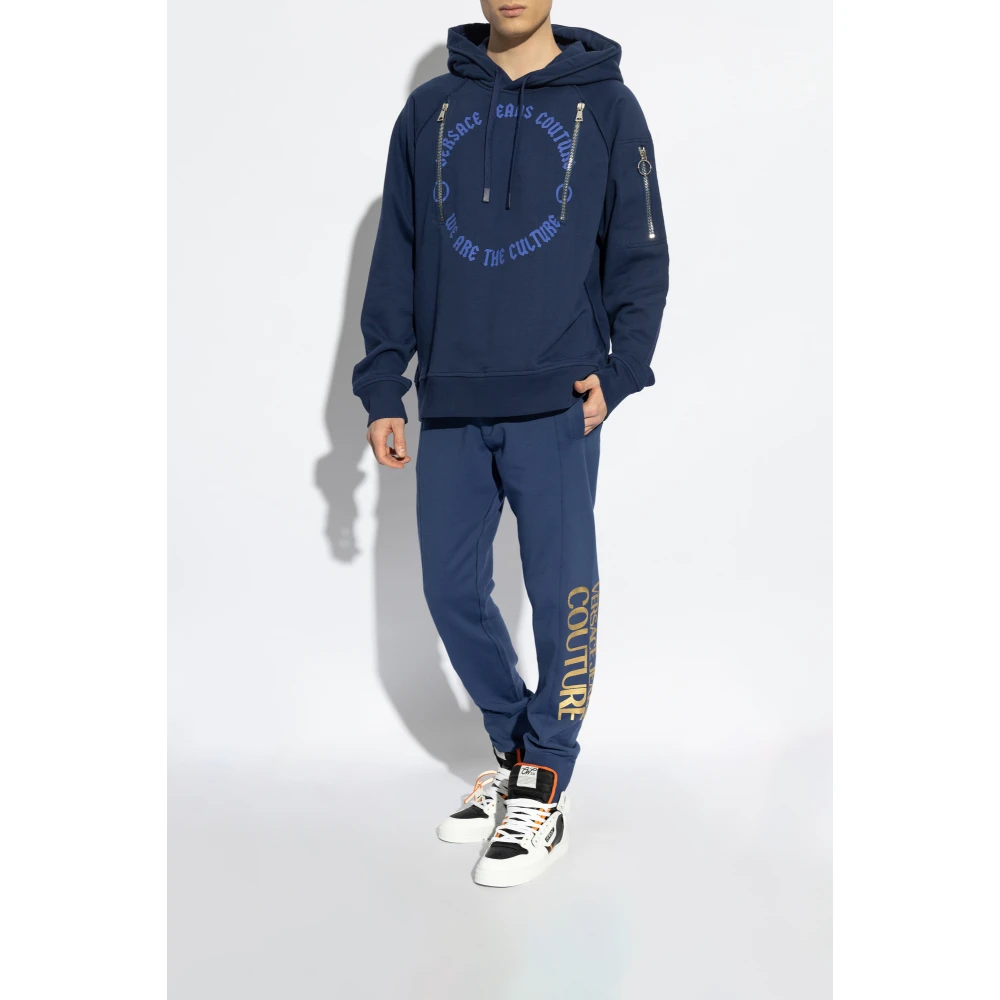 Versace Jeans Couture Sweatshirt met ritssluiting zakken Blue Heren