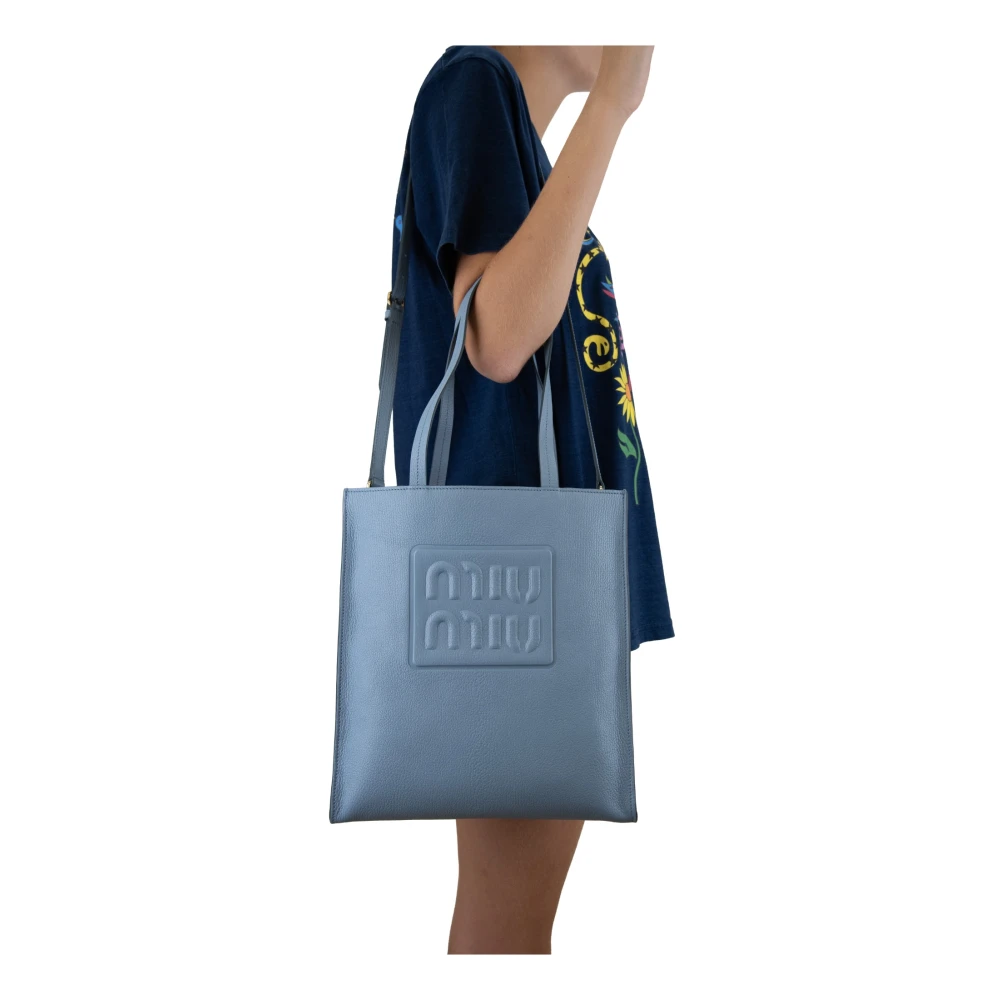 Miu Madras Leren Dames Schoudertas Blue Dames