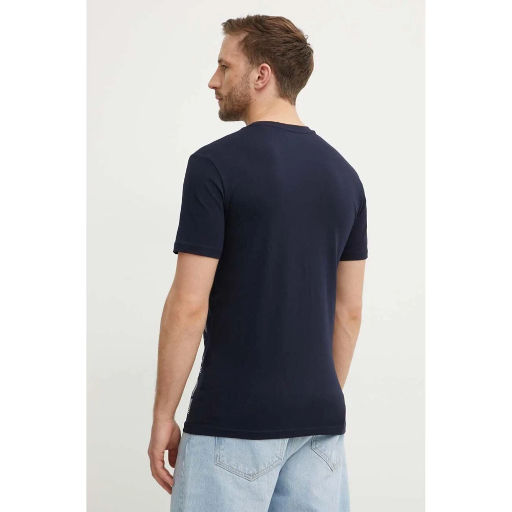 Guess Slim Logo TShirt Zijprint Blue Heren