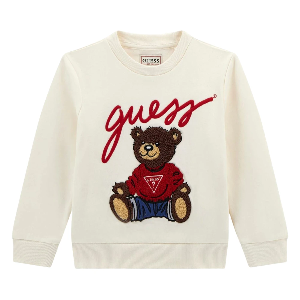 Guess Unisex Kids Beige Teddy Bear Sweatshirt - Kids Sweatshirts - 2 Y - Kids