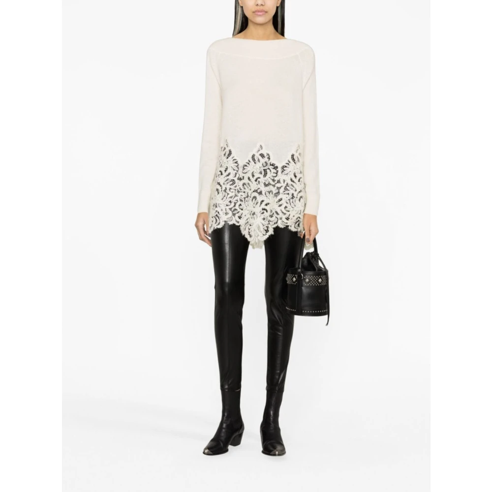 Ermanno Scervino Zwarte Kunstleren Leggings met Hoge Taille Black Dames