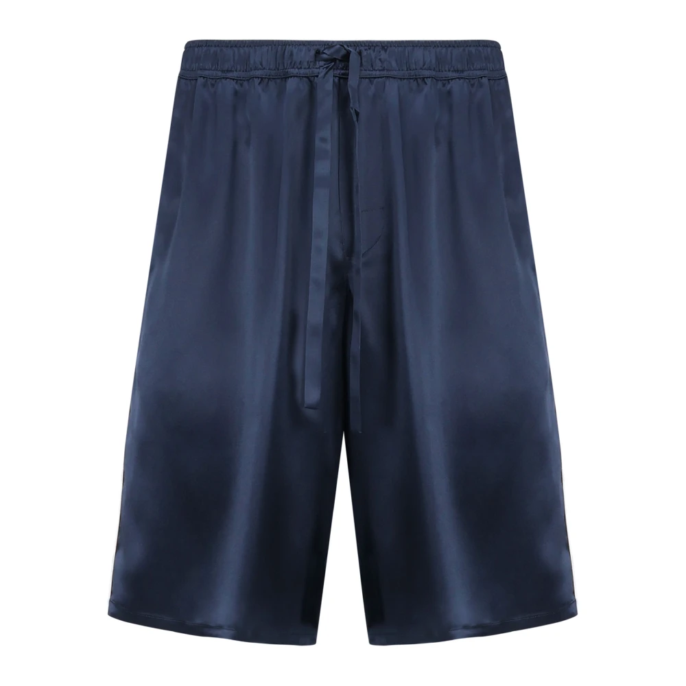 Dolce & Gabbana Blauwe Zijden Trekkoord Shorts Blue Heren