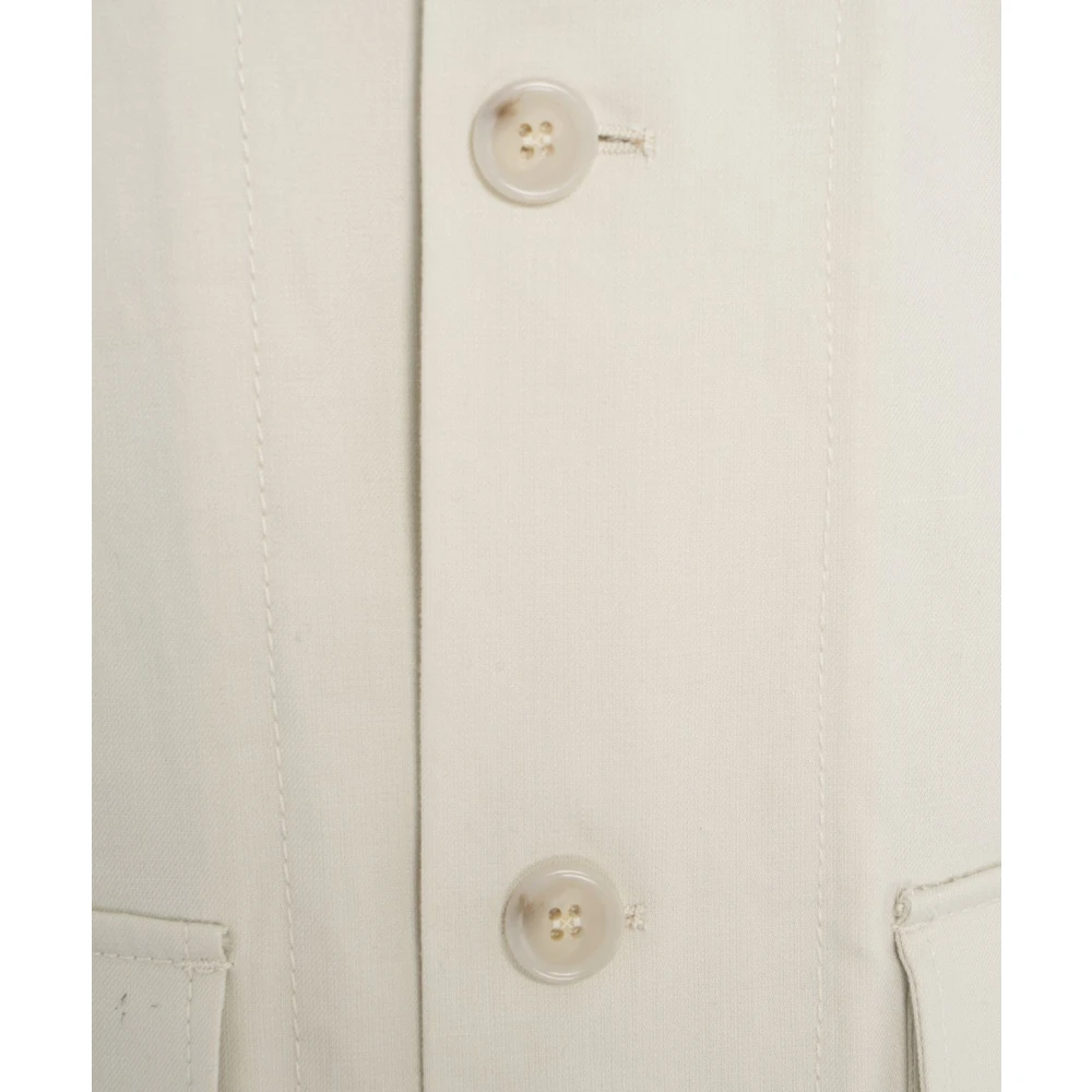 Paolo Pecora Beige Linnen Blend Overshirt Jas Beige Heren