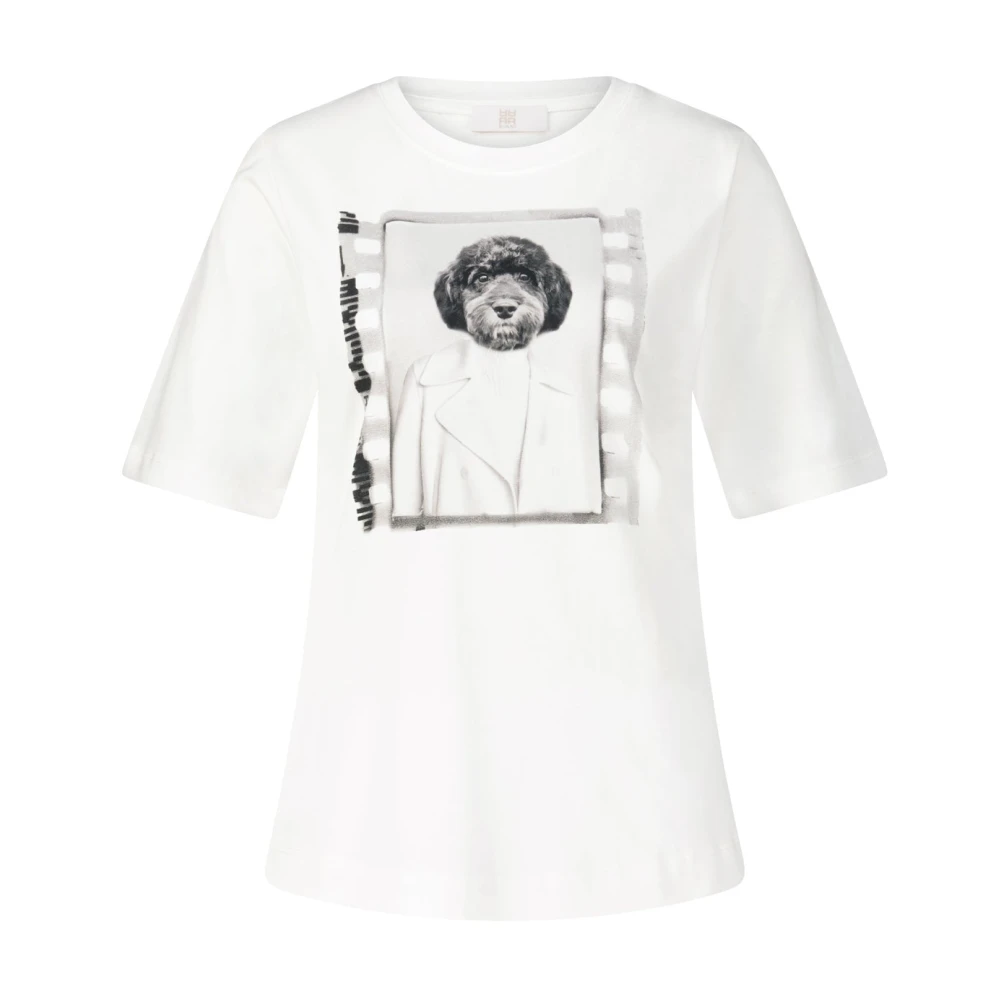 RIANI T-shirt met hondenprint White Dames