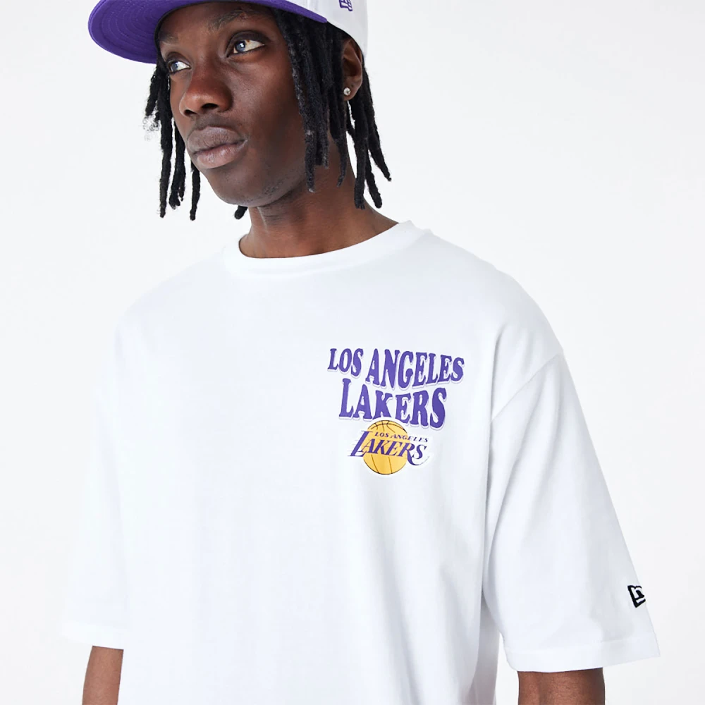 new era NBA Script Lakers Shirt White Heren
