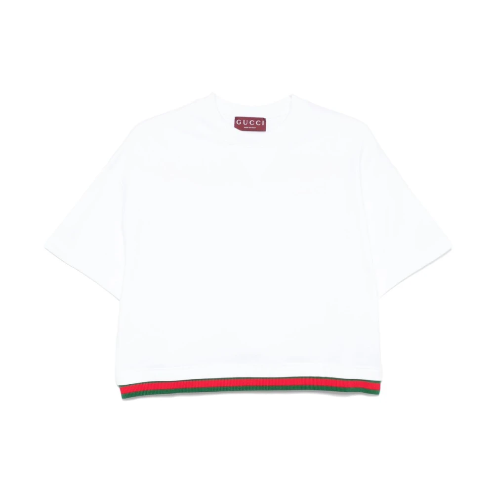 Gucci Witte T-shirts en Polos met Web-stripe White Dames