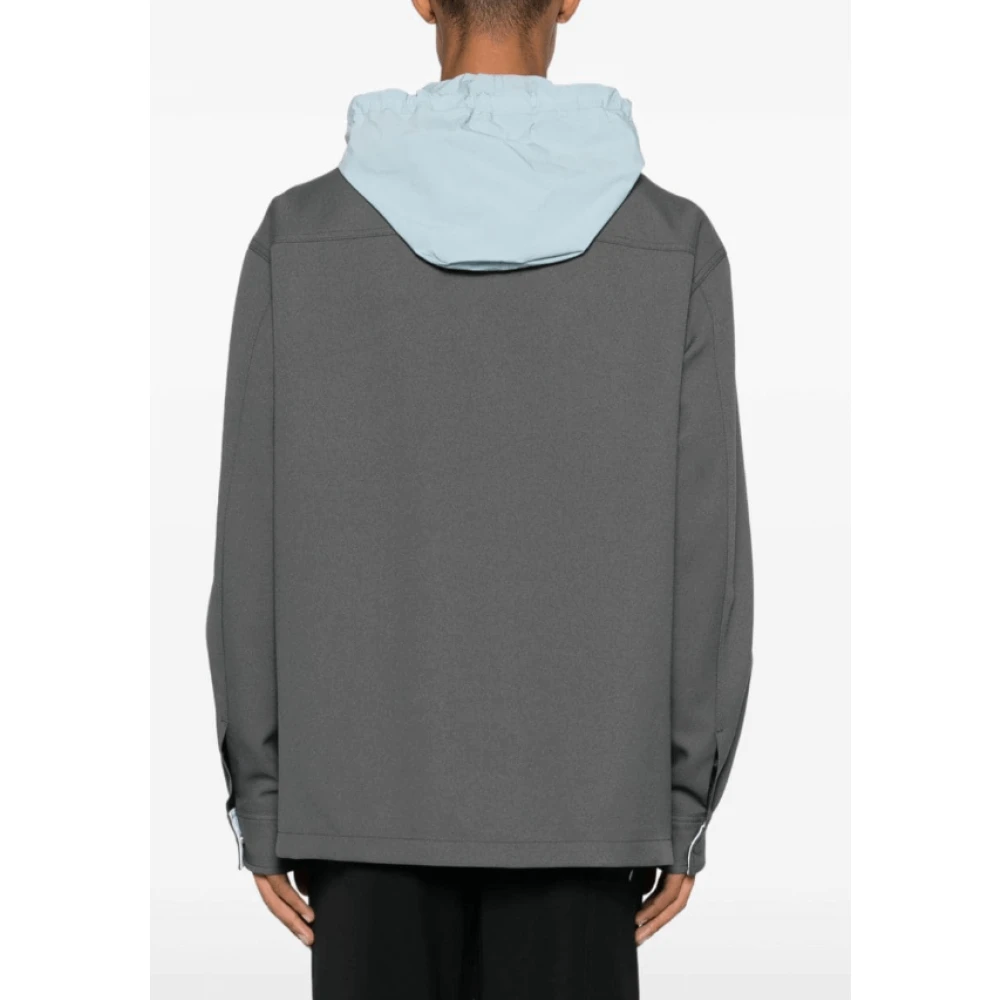 Gucci Logo Patch Shirt Jacket Gray Heren