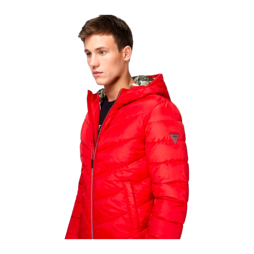 Guess Gewatteerde jas met capuchon Red Heren