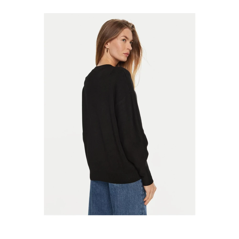 Guess Sequins Logo Sweater Zwart Black Dames