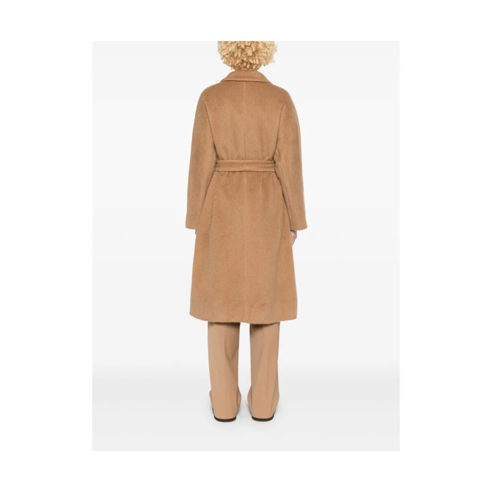 Herno Kameelbruine mantel met ceintuur en revers Beige Dames