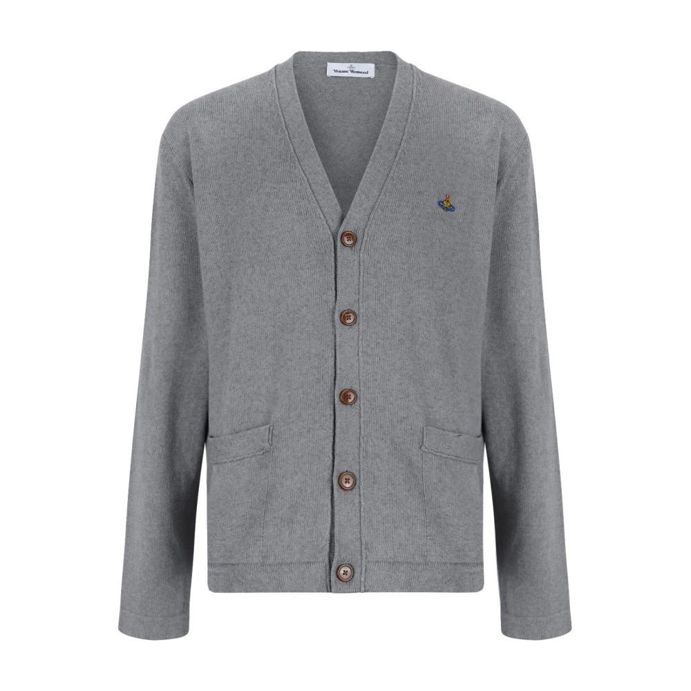 Vivienne Westwood , Cardigans, Male, Gray, L, Grey Wool Orb Cardigan