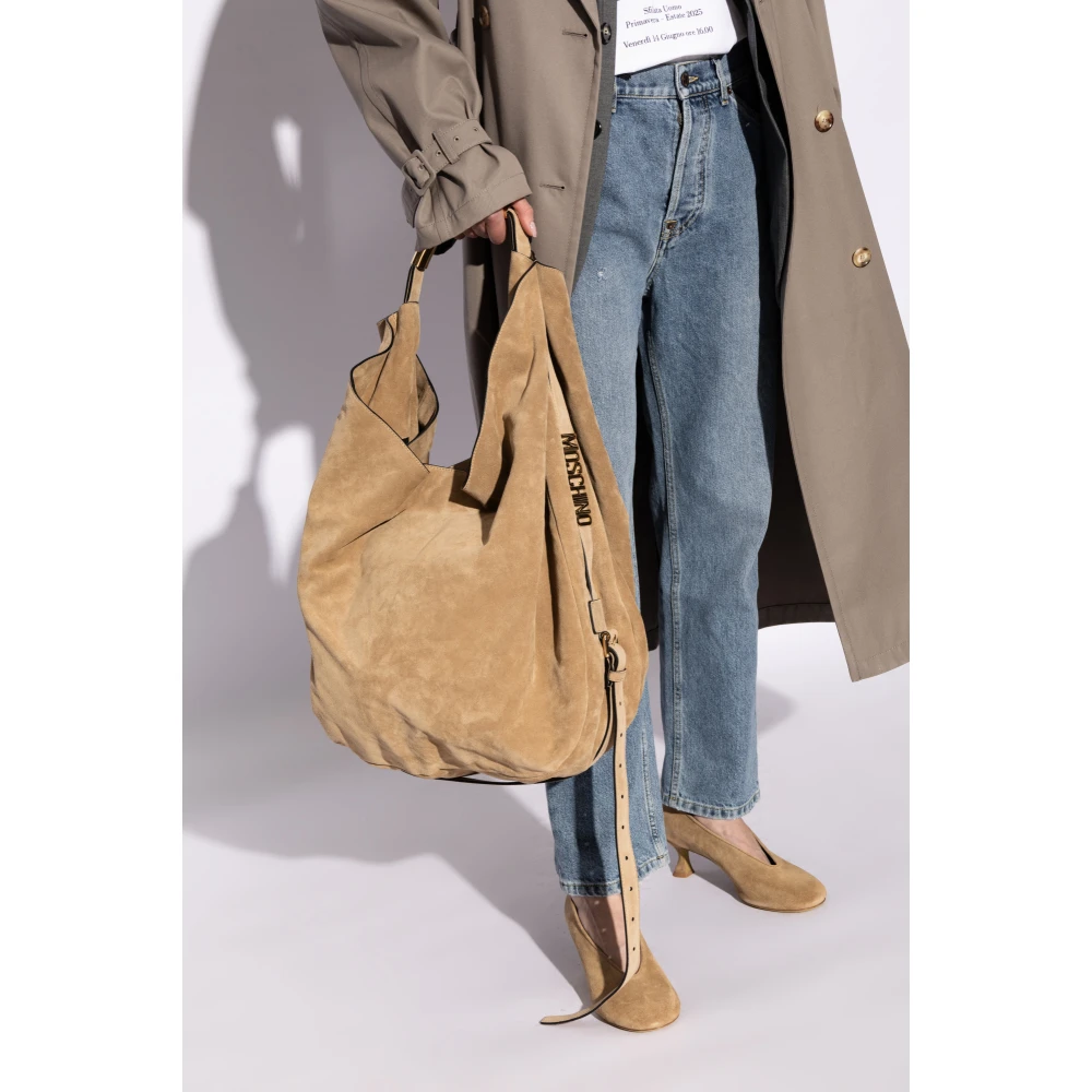 Moschino Suède shopper tas Beige Dames