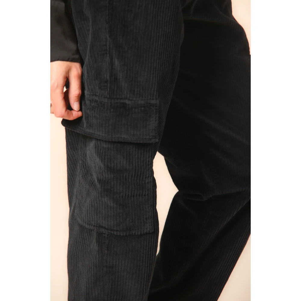 Mason's Fluwelen Cargo Broek Relaxte Pasvorm Zwart Black Dames