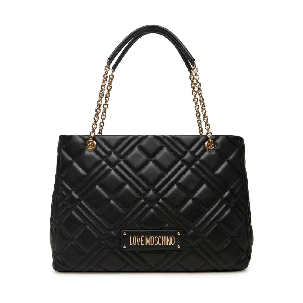 Love Moschino Women's Black Handbag With Visible Logo And Dual Handles