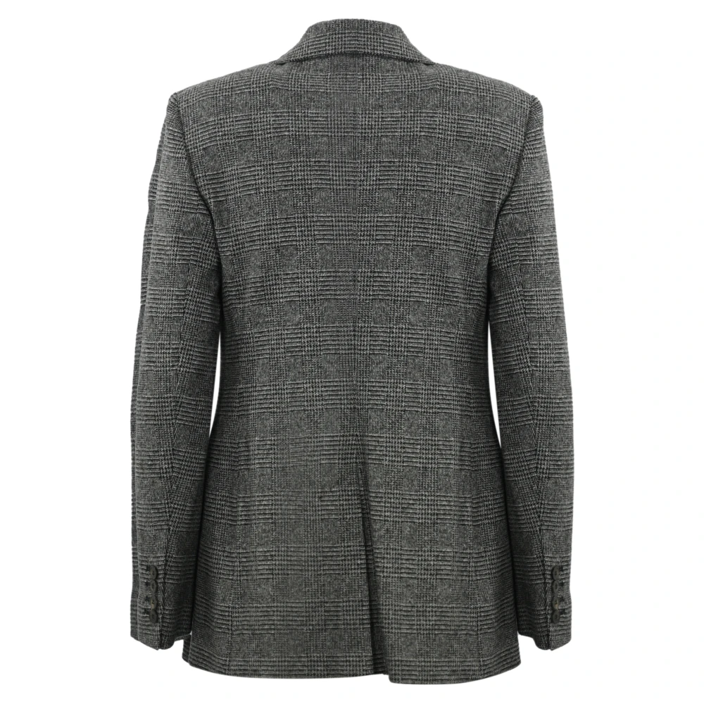 Max Mara Studio Grijze double-breasted katoenmix jas Gray Dames