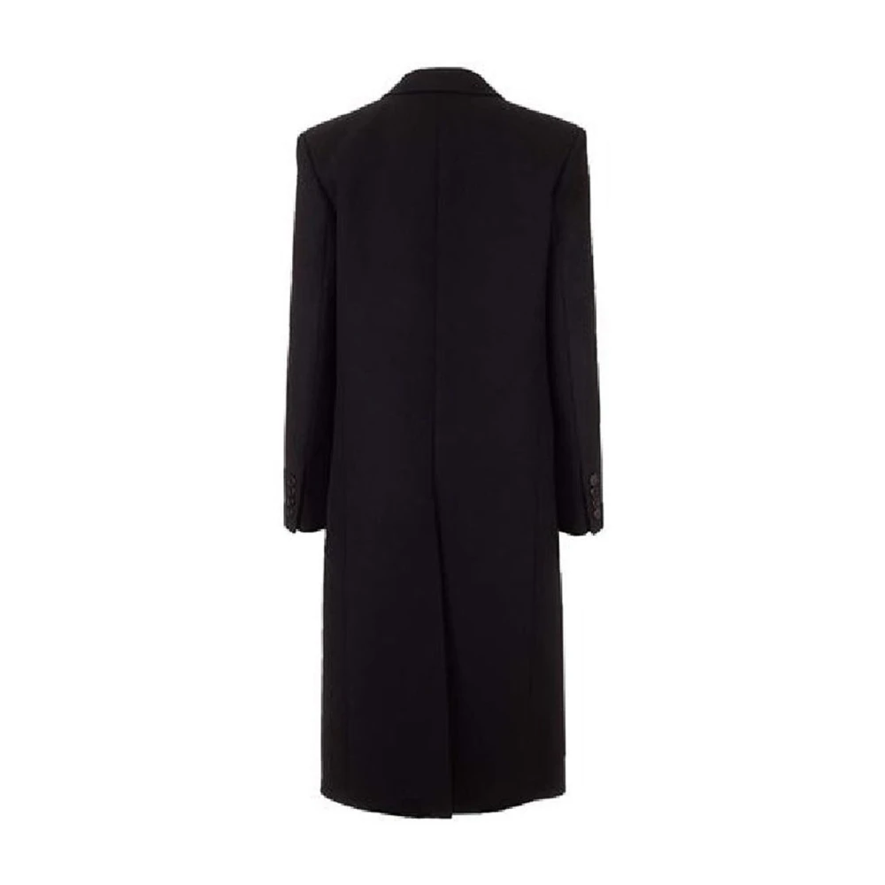 Saint Laurent Satijnen Jas met Knoopsluiting Black Dames
