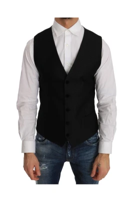 Svart Velvet Circle Polka Dot Väst