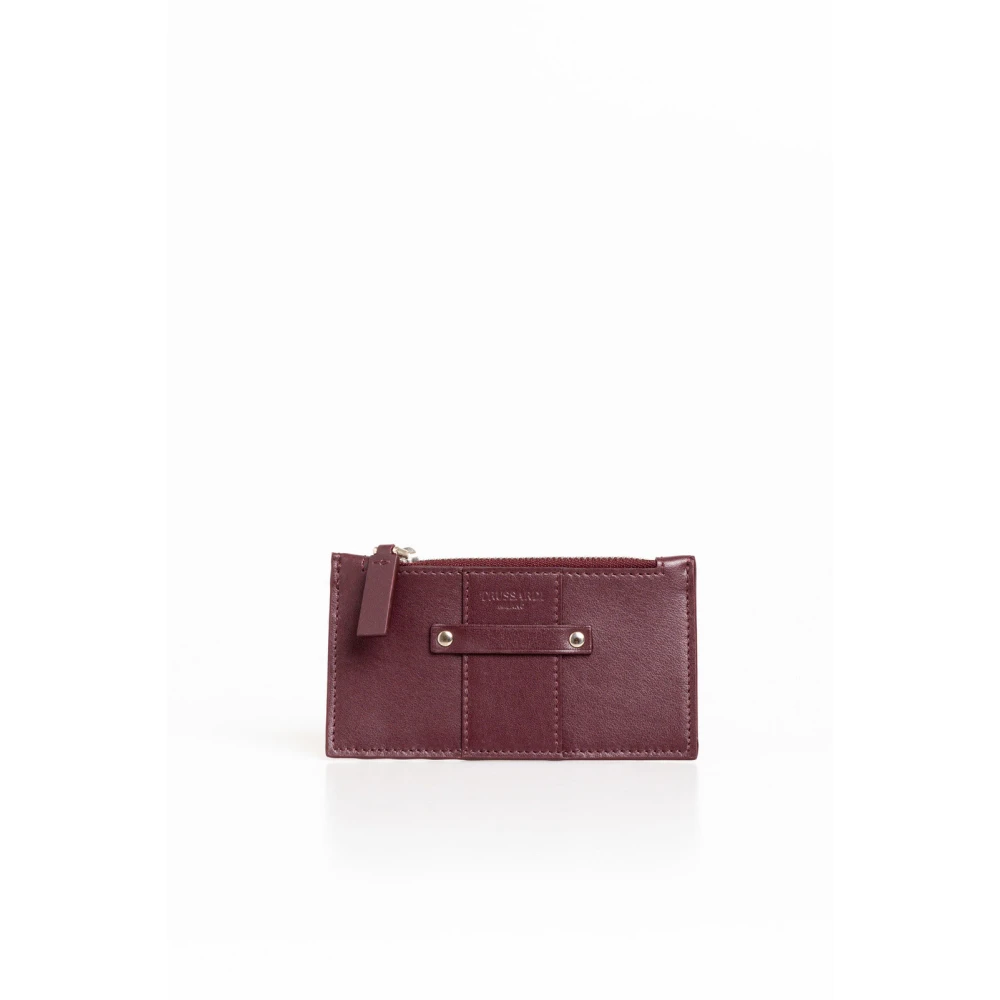 Trussardi Mode Leren Kaarthouder met Ritsvak Brown Heren