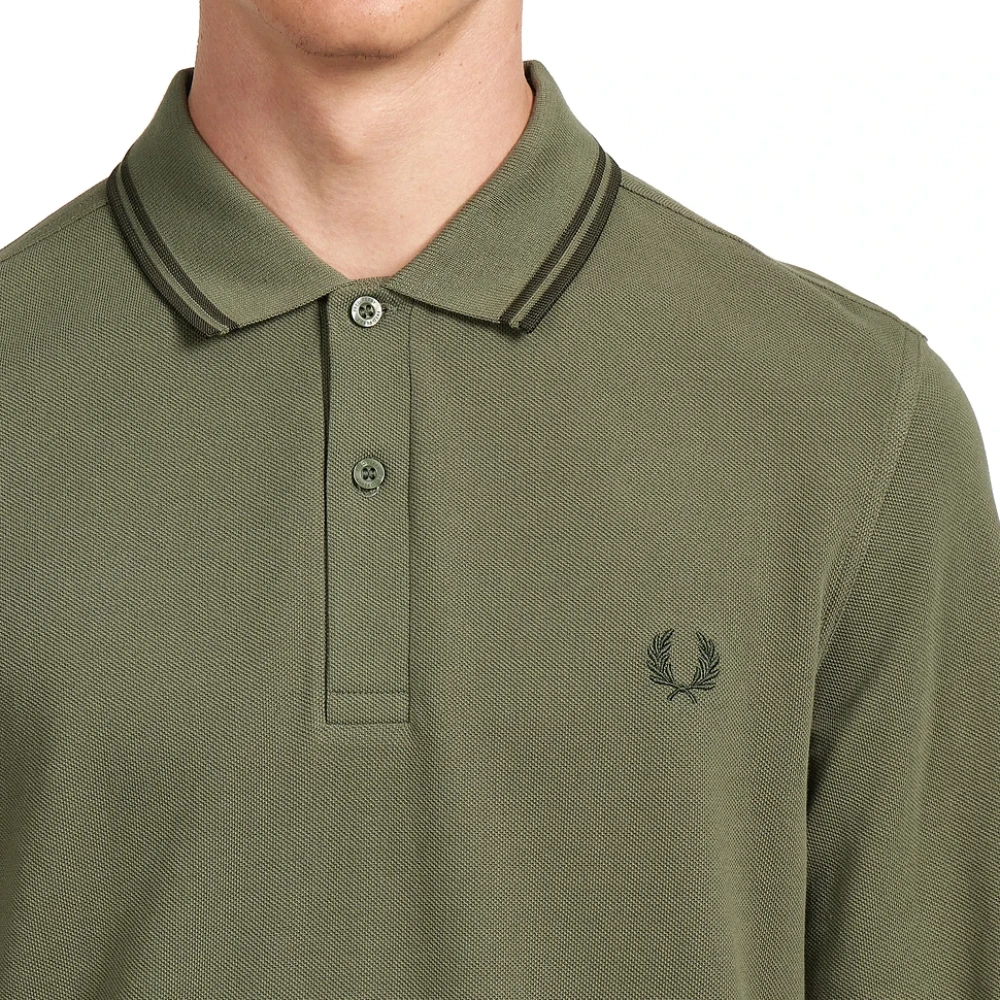 Fred Perry Lange mouw groene polo met rand Green Heren