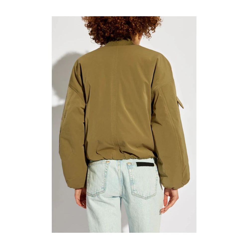 Ganni Oversized Short Bomber Jacket Green Dames